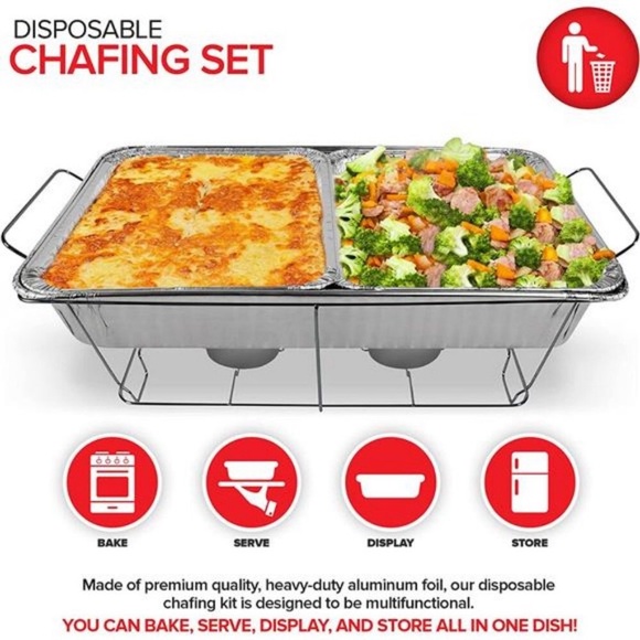 Chafing Dish Buffet Set Disposable - 21 x 13 (5 Pack) 9 x 13 (10 Pack) Aluminum - Picture 2 of 7